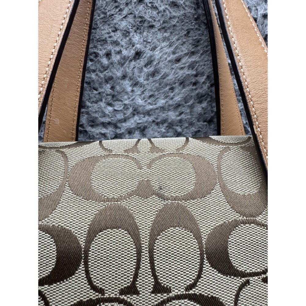 Coach‎ Womens F13070 Signature Jacquard Logo Leather Handbag Multicolor - Picture 4 of 12